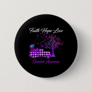 Vlinder Geloof Hoop Liefde Overdosis Awareness 1 Ronde Button 5,7 Cm