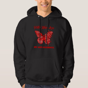 Vlinder Geloof Hoop Liefde Rode Lint HIV AIDS Dag Hoodie