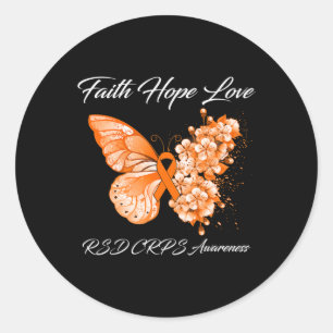 Vlinder Geloof Hoop Liefde RSD CRPS Bewustzijn 1 Ronde Sticker