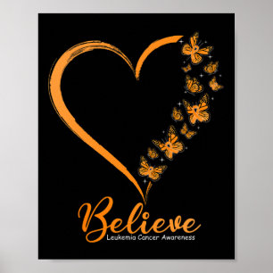 Vlinder Gelooft Leukemie Bewustzijn Oranje Lint Poster