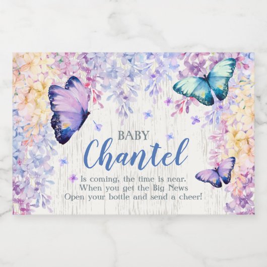 Vlinder Gepersonaliseerd mini wijnmousserend wijne Sparkling Wijnetiket (Enkel label)
