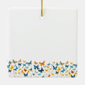 Vlinder gepersonaliseerd vierkant Ornament (Achterkant)