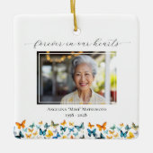 Vlinder gepersonaliseerd vierkant Ornament (Voorkant)