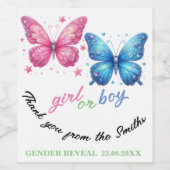 vlinder Geslacht Onthullen Party Uitnodiging Wijn Etiket (Enkel label)