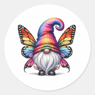 Vlinder Gnome Fantasie Ronde Sticker