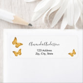 Vlinder goud witte retouradres sticker (Insitu)