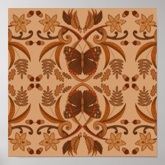 Vlinder Goudbruin Herfst Valoppervlak Patroon Poster