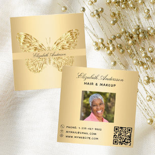 Vlinder gouden QR-code foto Vierkante Visitekaartje