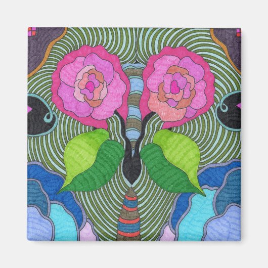 Vlinder - grote Rozen ogen Magneet (Voorkant)