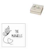 Vlinder hart familienaam 	rubberstempel (Gestempeld)