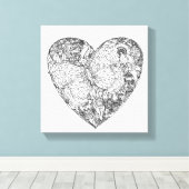 Vlinder hart patroon 6 canvas afdruk (Insitu (Houten vloer))