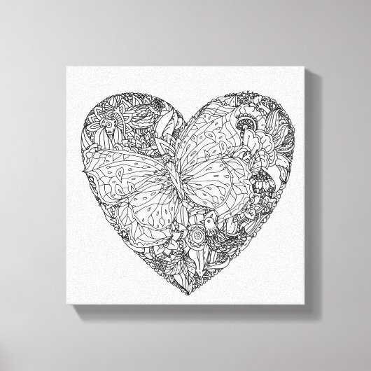 Vlinder hart patroon 6 canvas afdruk (Voorkant)