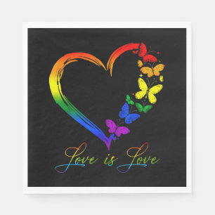 Vlinder hart regenboog liefde is liefde holebi gay servet