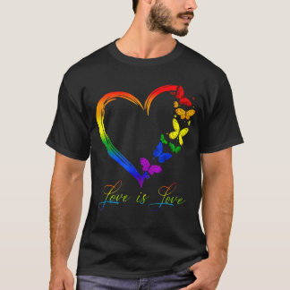 vlinder hart regenboog liefde is liefde lgbt gay l t-shirt