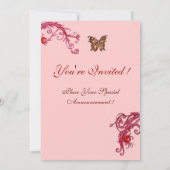 VLINDER, helder rood roze Kaart (Achterkant)