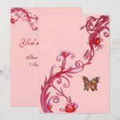 VLINDER, helder rood roze Kaart (Voorkant / Achterkant)