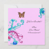 VLINDER, helder roze blauw Kaart (Achterkant)