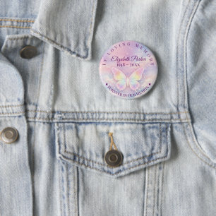 Vlinder-herdenkingsknop ter liefdevolle herinnerin ronde button 5,7 cm
