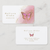 vlinder hete roze waterverf visitekaartje (Voorkant / Achterkant)