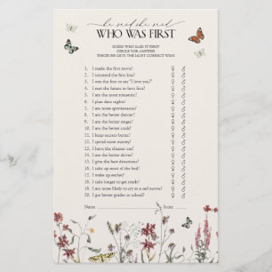 Vlinder Hij zei Zij zei Wilde Bloemen Shower Spel