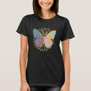 Vlinder Hippie Zonnebloem Vredesteken Zonnebloem F T-shirt