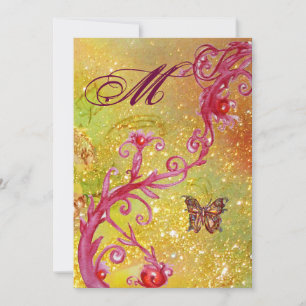 VLINDER IN GLITTER 2 Elegant Trouw Monogram Kaart