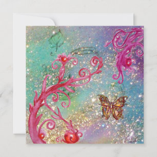 VLINDER IN GLITTERENDE DEELTJES Elegante Blauwe Tr Kaart