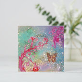 VLINDER IN GLITTERS Elegant Blauwe Trouwfeest Kaart (Staand voorkant)