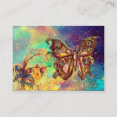 VLINDER IN GOUD EN BLAUW GROENE SCHITTERINGEN, bla Visitekaartje (Achterkant)