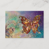 VLINDER IN GOUD EN BLAUW GROENE SCHITTERINGEN, bla Visitekaartje (Achterkant)