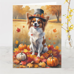 Vlinder in Herfstbladeren Dankzegging Kunst Kaart