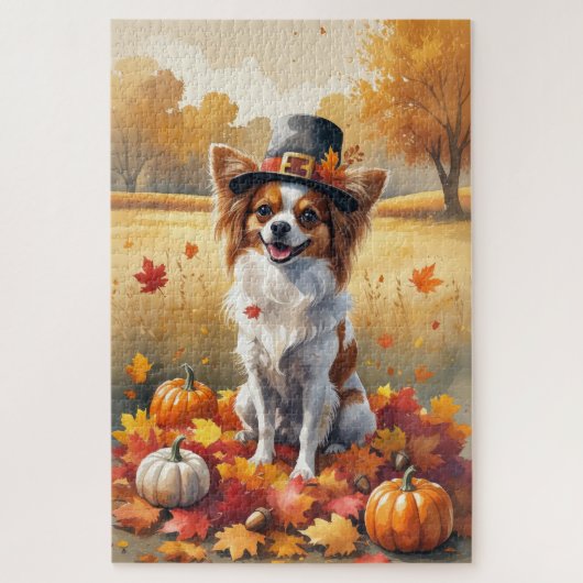 Vlinder in Herfstbladeren Dankzegging Kunst Legpuzzel (Verticaal)