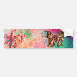 VLINDER IN ROZE GOUD GLINSTERING BUMPERSTICKER