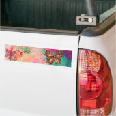 VLINDER IN ROZE GOUD MET GLITTERS BUMPERSTICKER (Op Truck)