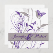 Vlinder in Sering en Paars Jubileum Kaart (Voorkant / Achterkant)