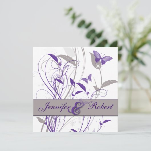 Vlinder in Sering en Paars Jubileum Kaart (Staand voorkant)