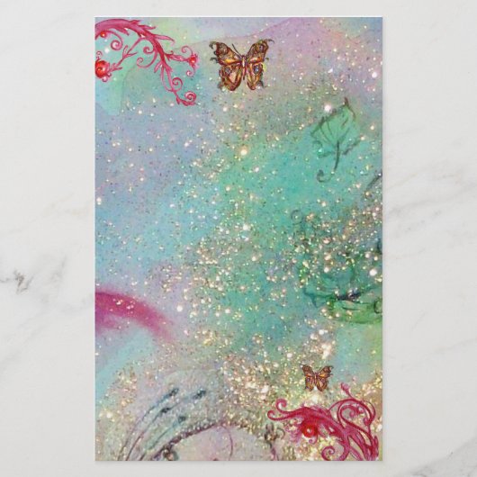 VLINDER IN SPARKLES 2, blauw rood roze Briefpapier (Voorkant)