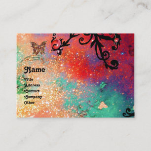 VLINDER IN SPARKLES MONOGRAM, roze rood zwart Visitekaartje
