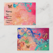 VLINDER IN SPARKLES, ROZE, BLAUW WERVELT MONOGRAM VISITEKAARTJE (Voorkant / Achterkant)