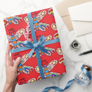Vlinder Inpakpapier Rood