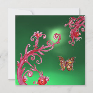 VLINDER JADE GROEN helder roze, rood Kaart