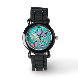 Vlinder kijken! voeg naam toe! Girly Gift! Horloge