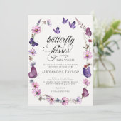 vlinder kisses wild Paarse baby meisje douche Kaart (Staand voorkant)