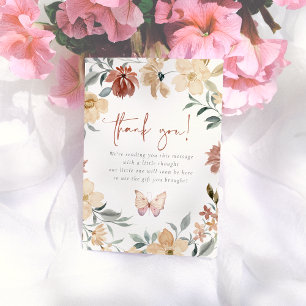 vlinder kisses wilde bloem meisje Baby shower Bedankkaart