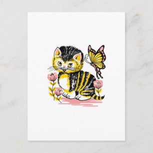 Vlinder & Kitten Briefkaart
