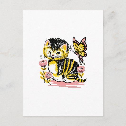 Vlinder & Kitten Briefkaart (Voorkant)