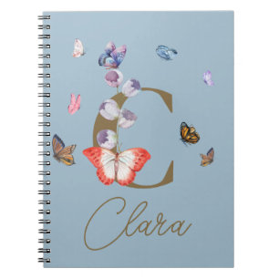 Vlinder Kleurrijke Bloemen Gepersonaliseerde Gift Notitieboek