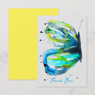 Vlinder kunst waterverf blauw notitiekaartje