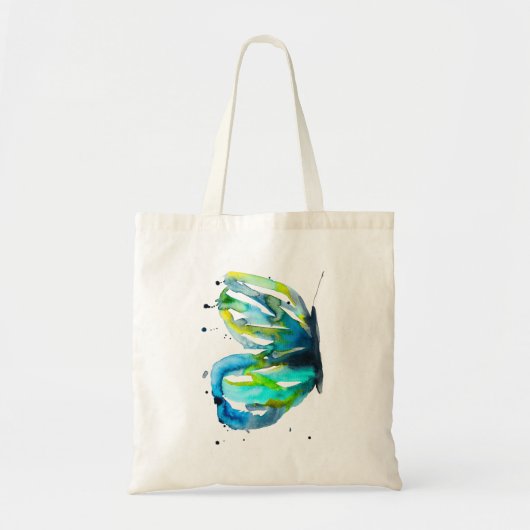 Vlinder kunst waterverf blauw tote bag (Voorkant)