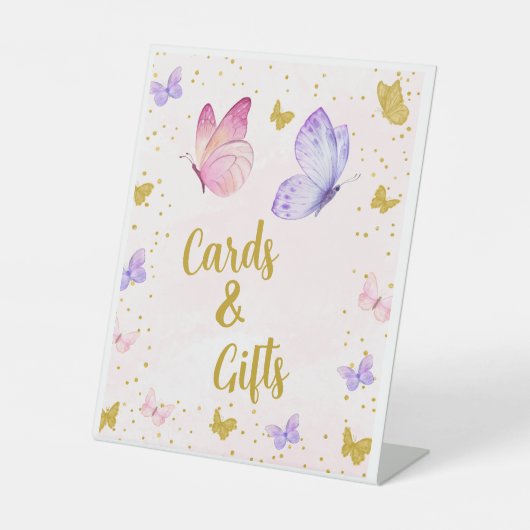 VLINDER KUSJES & BABY WENSEN WATERVERF RECLAMEBORD MET VOETSTUK (Voorkant)